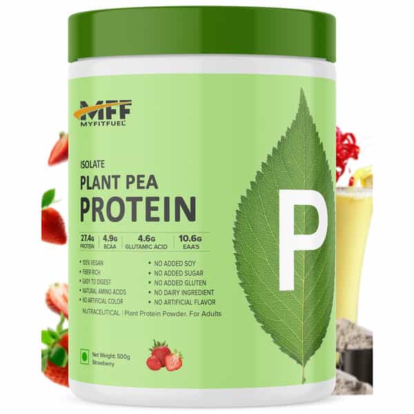 Myfitfuel Mff Plant Pea Protein 500 Gm (1.1 Lbs) Strawberry Burst | Easy To Digest Protein Powder