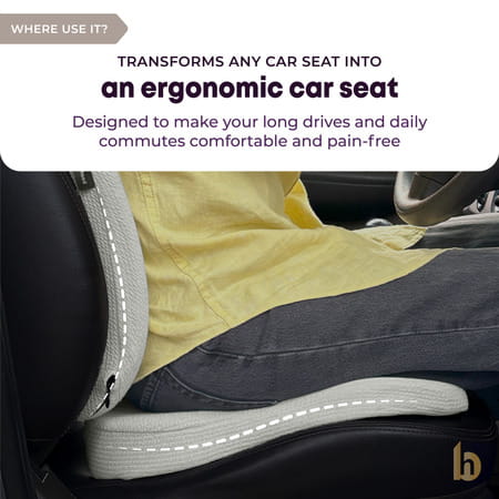 Betterhood Grey Memory Foam Ergonomic Lumbar Back Support And Seat Cushion Combo For Car