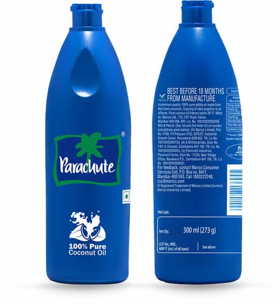 Parachute 100% Pure Coconut Oil 300 Ml Bottle