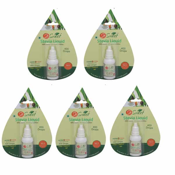 So Sweet Stevia Liquid Sugar Free 400 Drops (200 Serving) - 20Ml | Zero Calorie | (Pack Of 5)