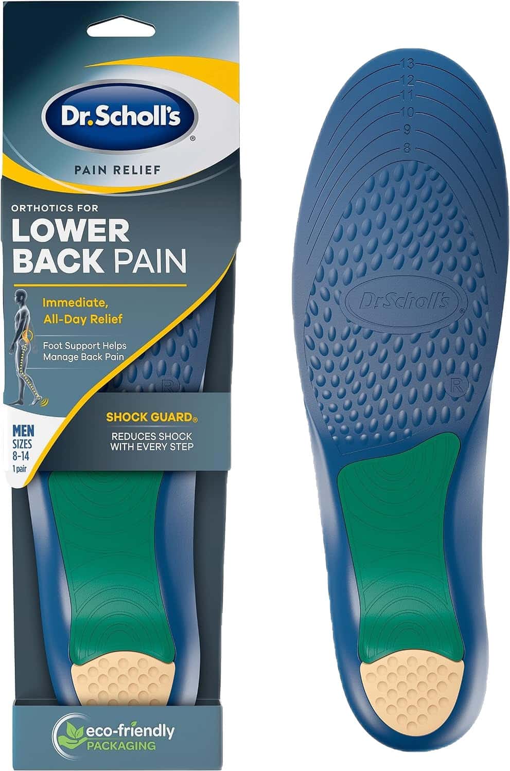 Dr. Scholl Pain Relief Orthotics For Lower Back Pain For Men | 1 Pair | Size 8-14