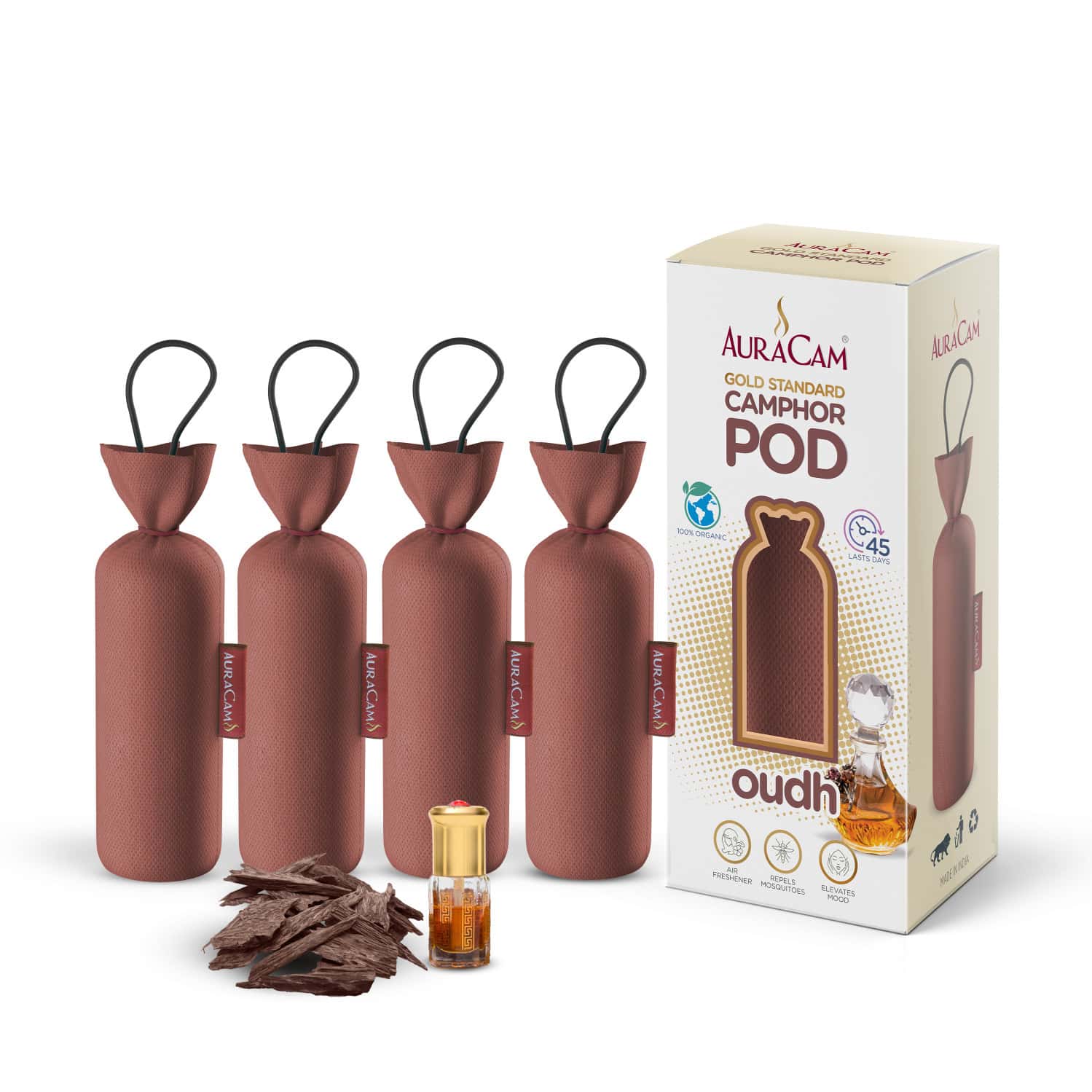 Auracam Gold Standard Camphor Pod Cone (oudh) - Set Of 4