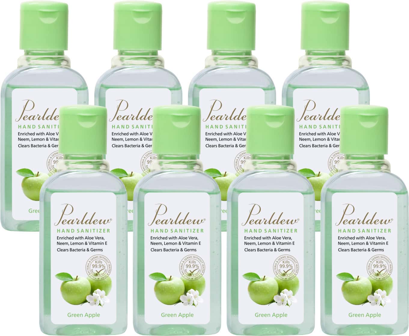 Pearldew Hand Sanitizer (Gel) Green Apple 60 Ml - Pack Of 8
