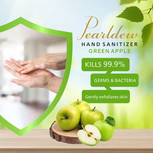Pearldew Hand Sanitizer (Gel) Green Apple 60 Ml - Pack Of 8