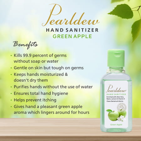 Pearldew Hand Sanitizer (Gel) Green Apple 60 Ml - Pack Of 8
