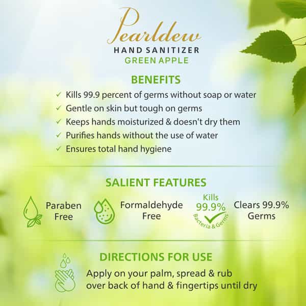 Pearldew Hand Sanitizer (Gel) Green Apple 60 Ml - Pack Of 8