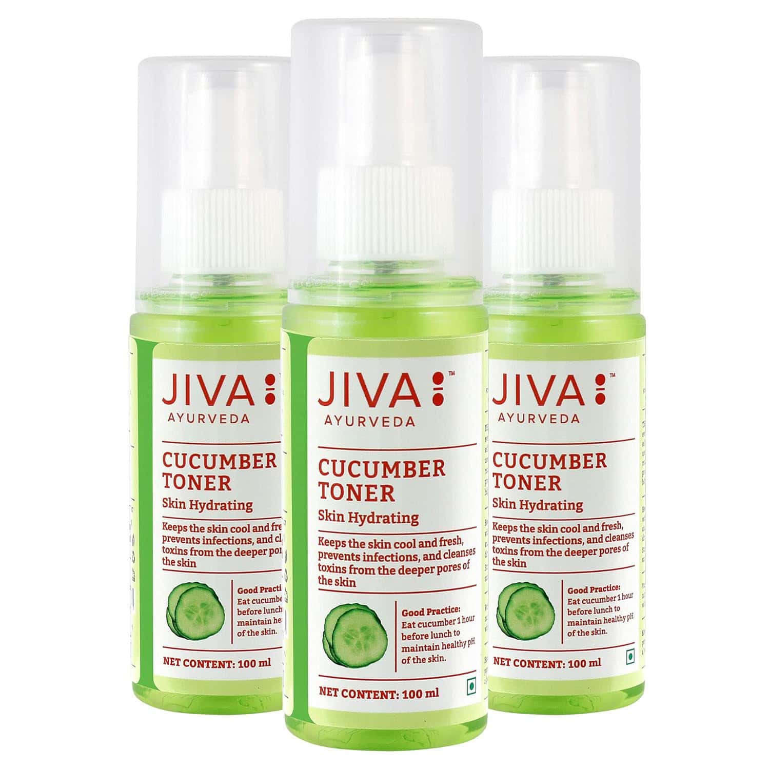 Jiva Cucumber Toner|100% Pure & Natural|keep Your Skin Cool - 100ml (pack Of 3)