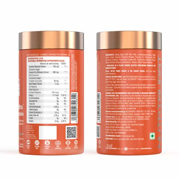 Nutriburst Turmeric Ultra Gummies For Joint Health | Anti-Inflammation (2X60 Gummies)(Ginger Flavor)
