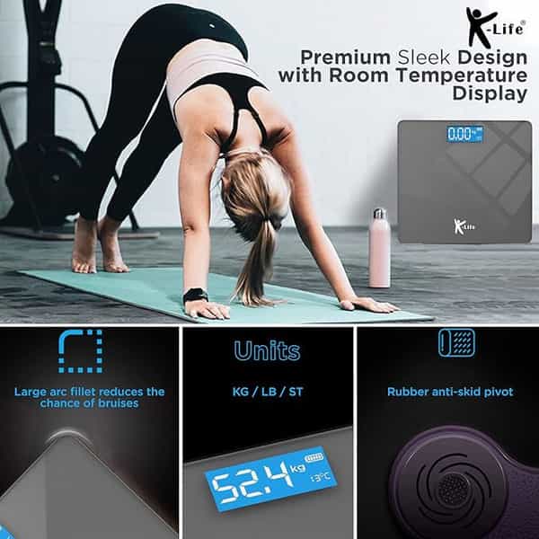 K-Life Ws-101 Digital Personal Electronic Body Weight Machine | 180Kg Capacity | Grey