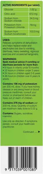 Hydralyte Effervescent Electrolyte Tablets | Adults | Lemon Lime | 20 Tablets