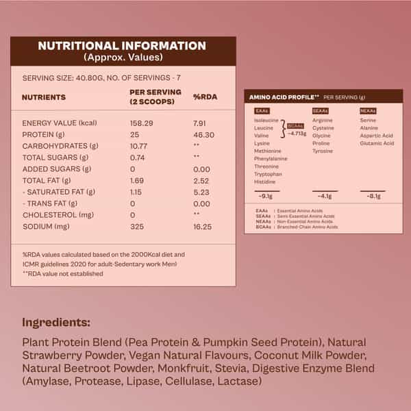 Origin Nutrition 100% Natural Vegan Plant Protein Powder Strawberry Flavour With 25G Based Protein