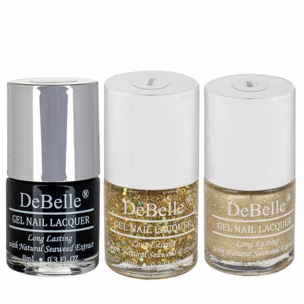 Debelle Gel Nail Polish Combo Set Of 3 Luxe Noir [Black] | Galaxia 24 Ml (8 Ml Each)