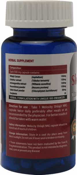 Welocity Booster's Shilajit Nrg-Stamina And Vitality For Men Improves Mental &Physical Health