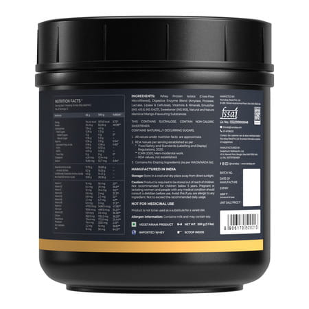 Nutrabay Gold 100% Whey Protein Isolate|26g Protein|Muscle Support & Recovery|Mango|500g