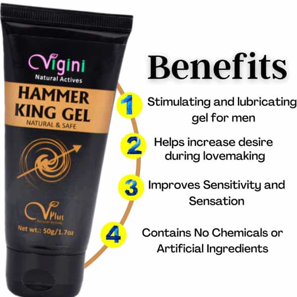 Vigini Pure Premium Original Gold Shilajit Resin Testosterone Booster 30Caps & Lube Massage Gel 50Ml