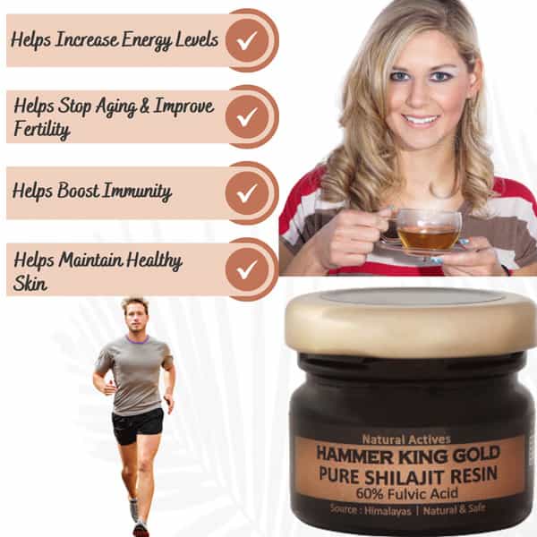 Vigini Pure Premium Original Gold Shilajit Resin Testosterone Booster 30Caps & Lube Massage Gel 50Ml