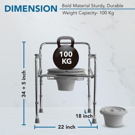 Everactiv Commode Chair For Toilet Adult | Chrome Finish