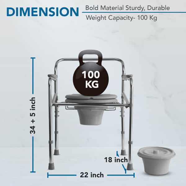 Everactiv Commode Chair For Toilet Adult | Chrome Finish