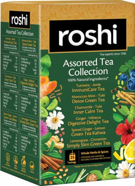 Roshi Assorted Green & Herbal Tea Collection - 25 Tea Bags