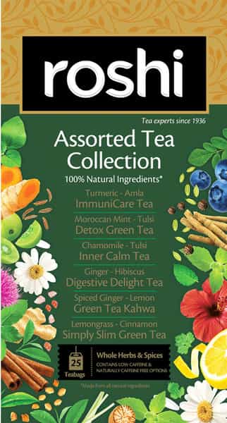 Roshi Assorted Green & Herbal Tea Collection - 25 Tea Bags