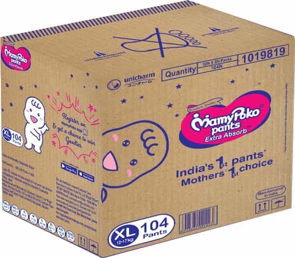 Mamypoko Pants Extra Absorb Diaper - Extra Large Size Pack Of 104 Diapers