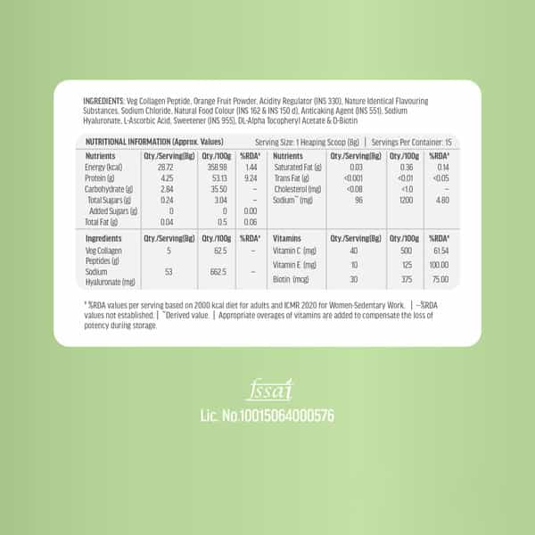 Hk Vitals Veg Collagen Supplement (Watermelon - 120G) | With Biotin