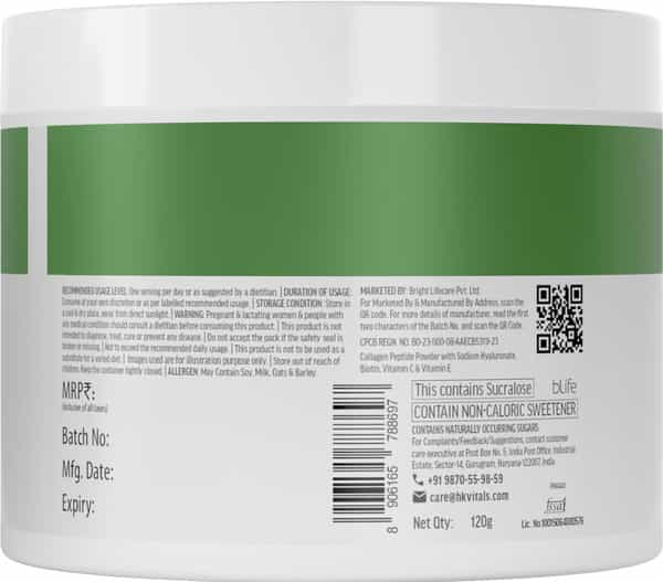 Hk Vitals Veg Collagen Supplement (Watermelon - 120G) | With Biotin