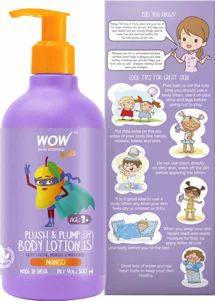 Wow Skin Science Kids Plush & Plump Body Lotion - Spf 15 - 300Ml Mango