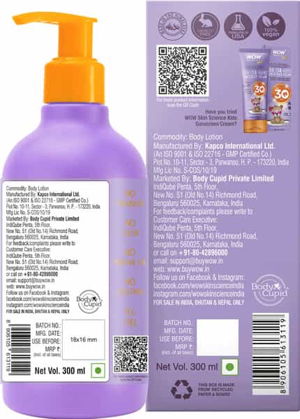 Wow Skin Science Kids Plush & Plump Body Lotion - Spf 15 - 300Ml Mango