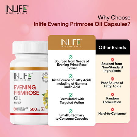 Inlife Evening Primrose Oil Extra Virgin Cold Pressed 500 Mg - 60 Capsules