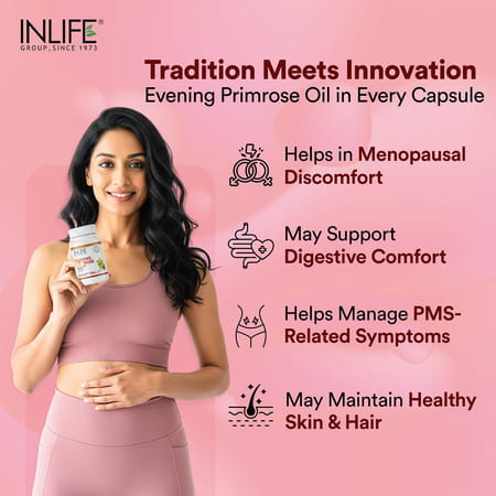 Inlife Evening Primrose Oil Extra Virgin Cold Pressed 500 Mg - 60 Capsules