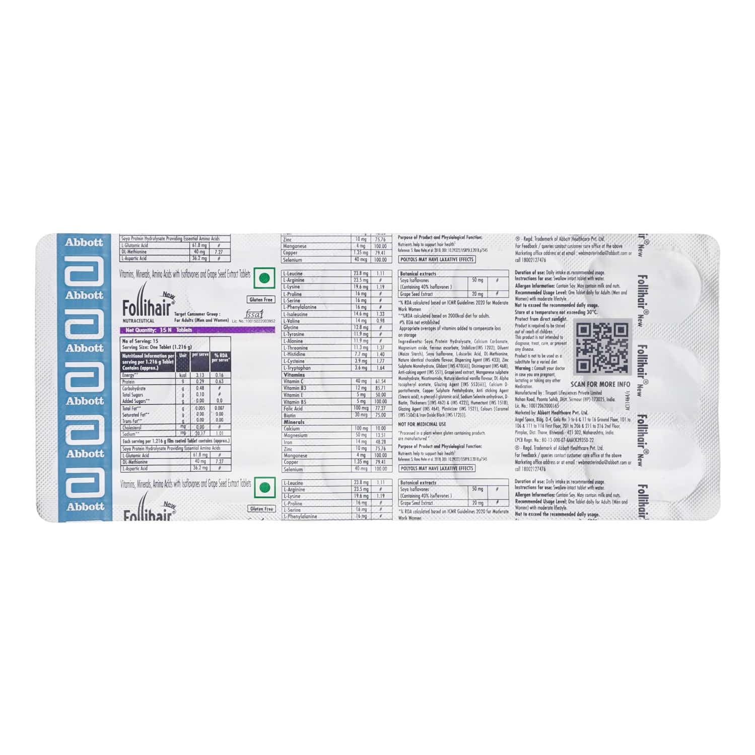 New Follihair Strip Of 15 Tablets