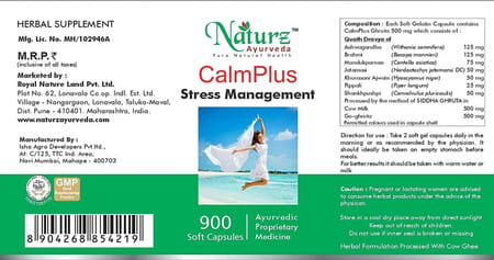 Naturz Ayurveda Calmplus - 900 Capsules (Pack Of 2)