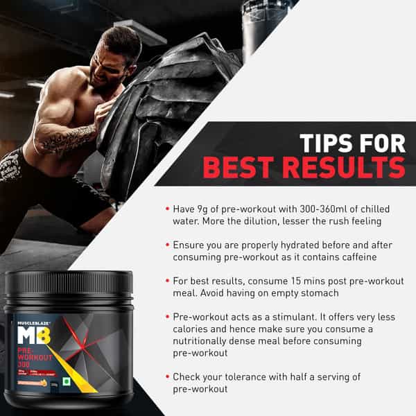 Muscleblaze Pre Workout 300, 300 Mg Caffeine, 3000 Mg Citrulline (Fruit Punch, 250 G, 31 Servings)