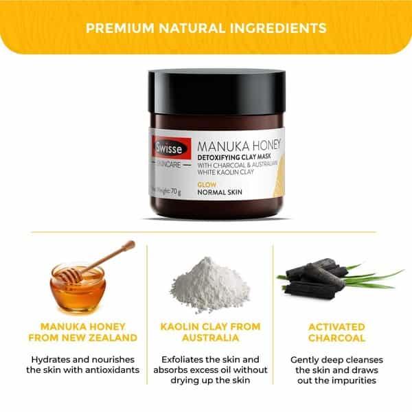 Swisse Sc Manuka Honey Detoxifying Clay Mask Glow - 70G (Normal Skin)
