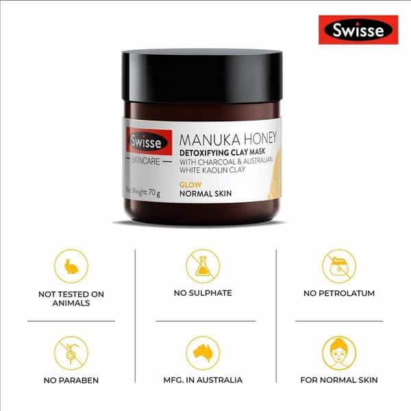 Swisse Sc Manuka Honey Detoxifying Clay Mask Glow - 70G (Normal Skin)
