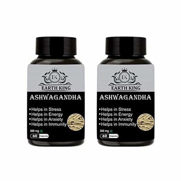 Earth King Ashwagandha Capsule For Men & Women - 500Mg 60 Capsules (Pack Of 2)
