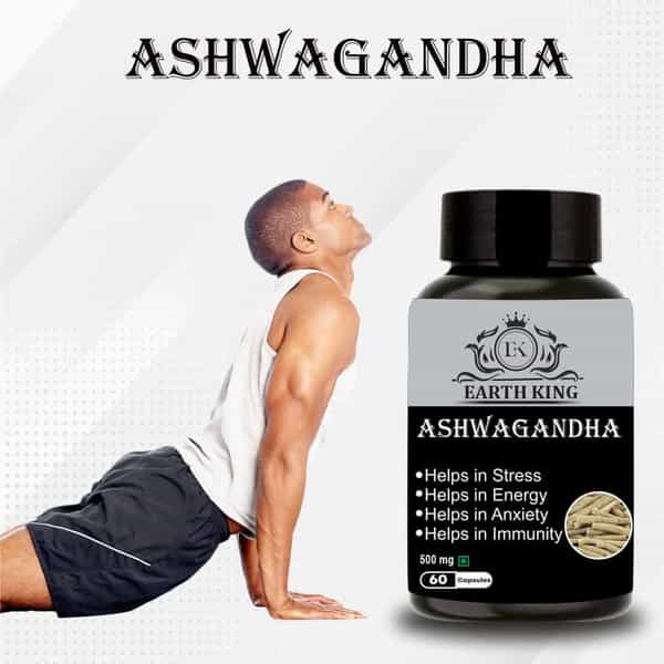 Earth King Ashwagandha Capsule For Men & Women - 500Mg 60 Capsules (Pack Of 2)