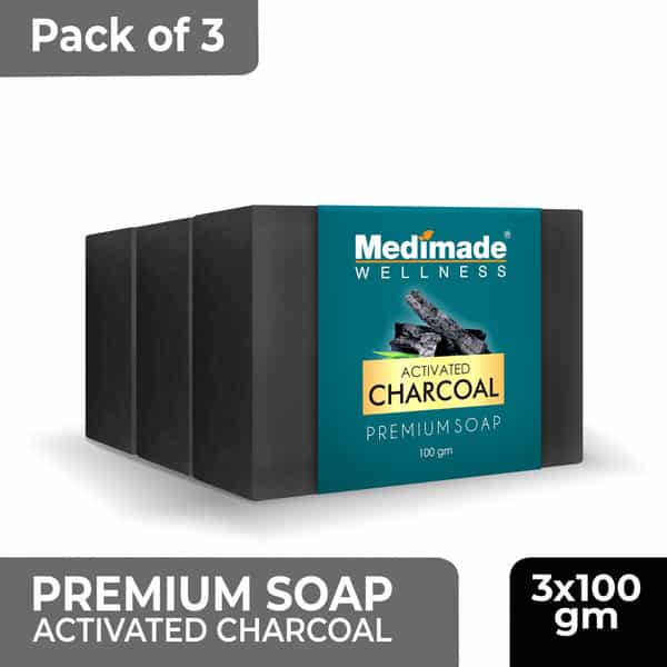 Medimade Activated Charcoal Premium Soap - 100 Gm X 3 ( Pack Of 3 )