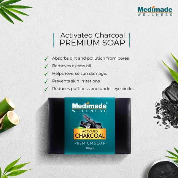Medimade Activated Charcoal Premium Soap - 100 Gm X 3 ( Pack Of 3 )