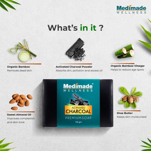 Medimade Activated Charcoal Premium Soap - 100 Gm X 3 ( Pack Of 3 )