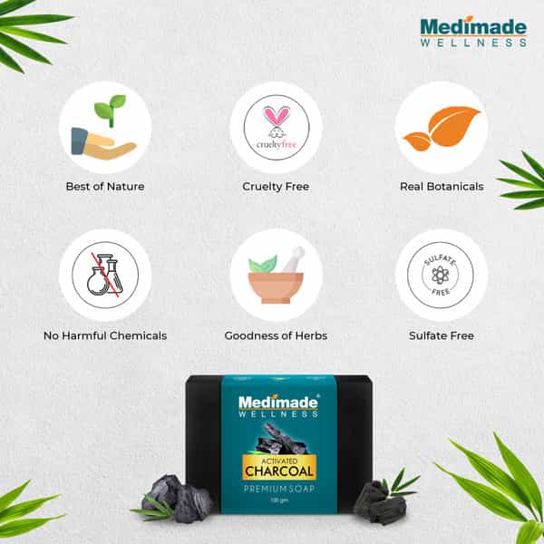 Medimade Activated Charcoal Premium Soap - 100 Gm X 3 ( Pack Of 3 )