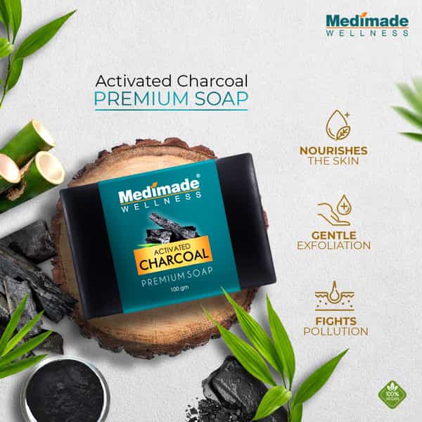 Medimade Activated Charcoal Premium Soap - 100 Gm X 3 ( Pack Of 3 )