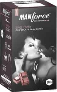 Manforce Xotic 342 Dots Chocolate Flavour 2 In 1 Double Contoured & Dotted Box Of 20 Condoms
