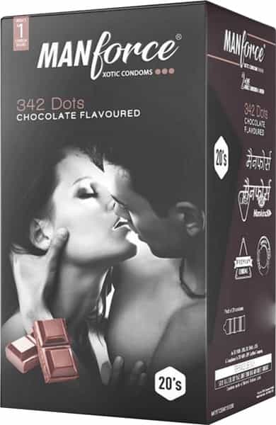 Manforce Xotic 342 Dots Chocolate Flavour 2 In 1 Double Contoured & Dotted Box Of 20 Condoms