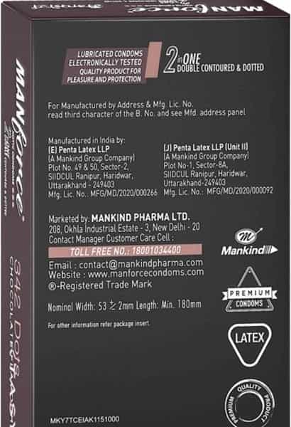 Manforce Xotic 342 Dots Chocolate Flavour 2 In 1 Double Contoured & Dotted Box Of 20 Condoms