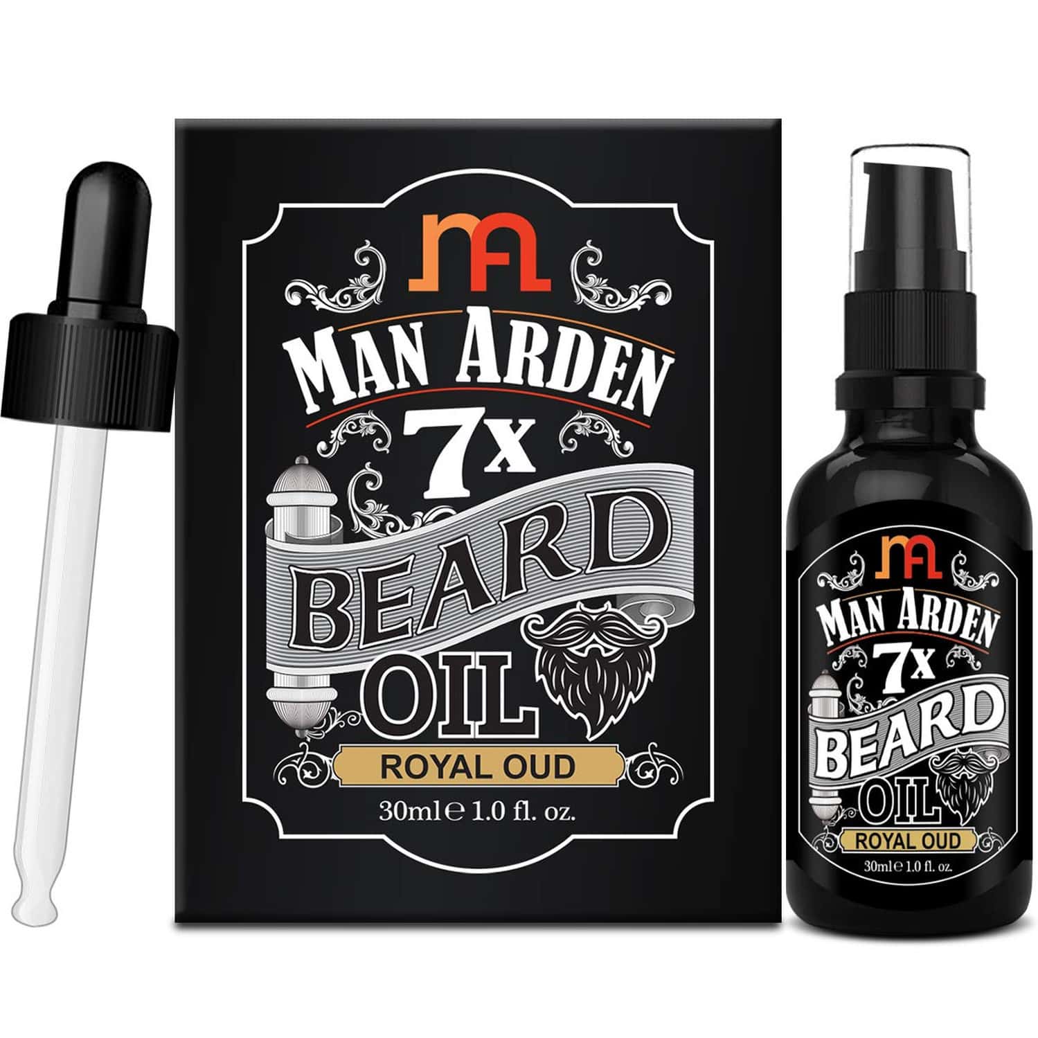 Man Arden 7x Beard Oil (royal Oud) 7 Premium Oils For Beard Growth & Nourishment - 30ml