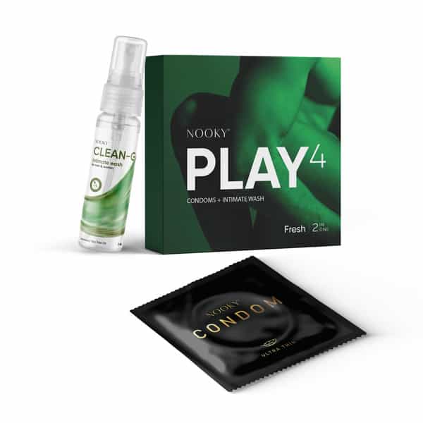 Nooky Fresh-2-In- 1 Ultra Thin Condom Kit | Natural Intimate Wash + Condoms