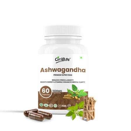 Oribite Ashwagandha 1500mg Capsules For Stress Relief 60 Capsules