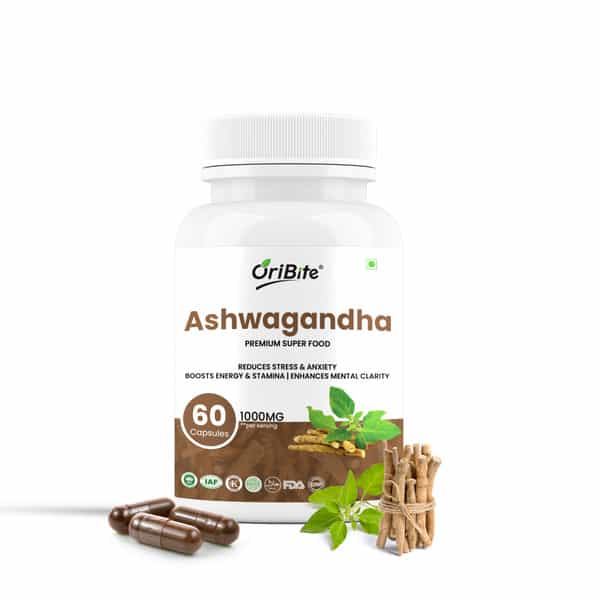 Oribite Ashwagandha 1500Mg Capsules For Stress Relief 60 Capsules